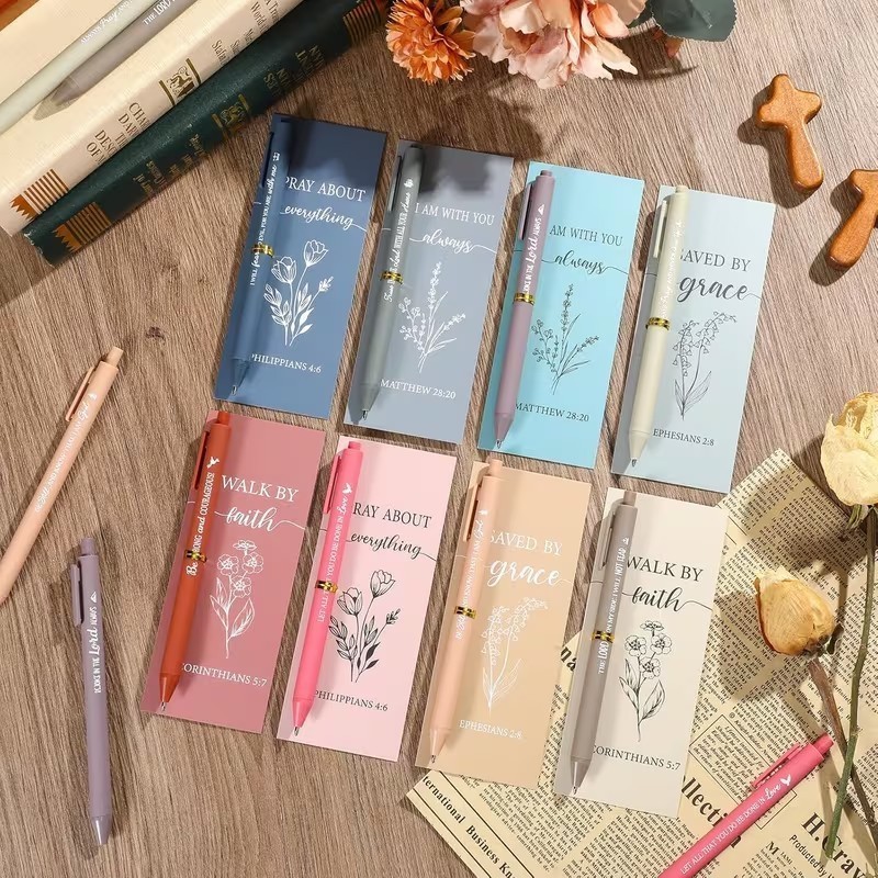 16 Pack Inspirational Pen Set (With Card) Christian Scripture Theme Ballpoint