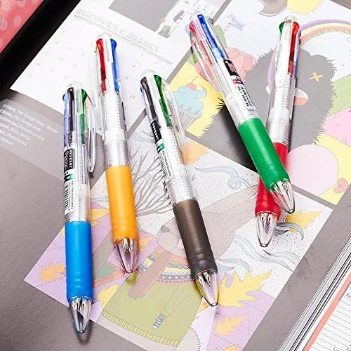 Multicolor Ballpoint Pens 0.7 mm Ball Point Pen 4 Color Ink (Black, Blue, Red, G