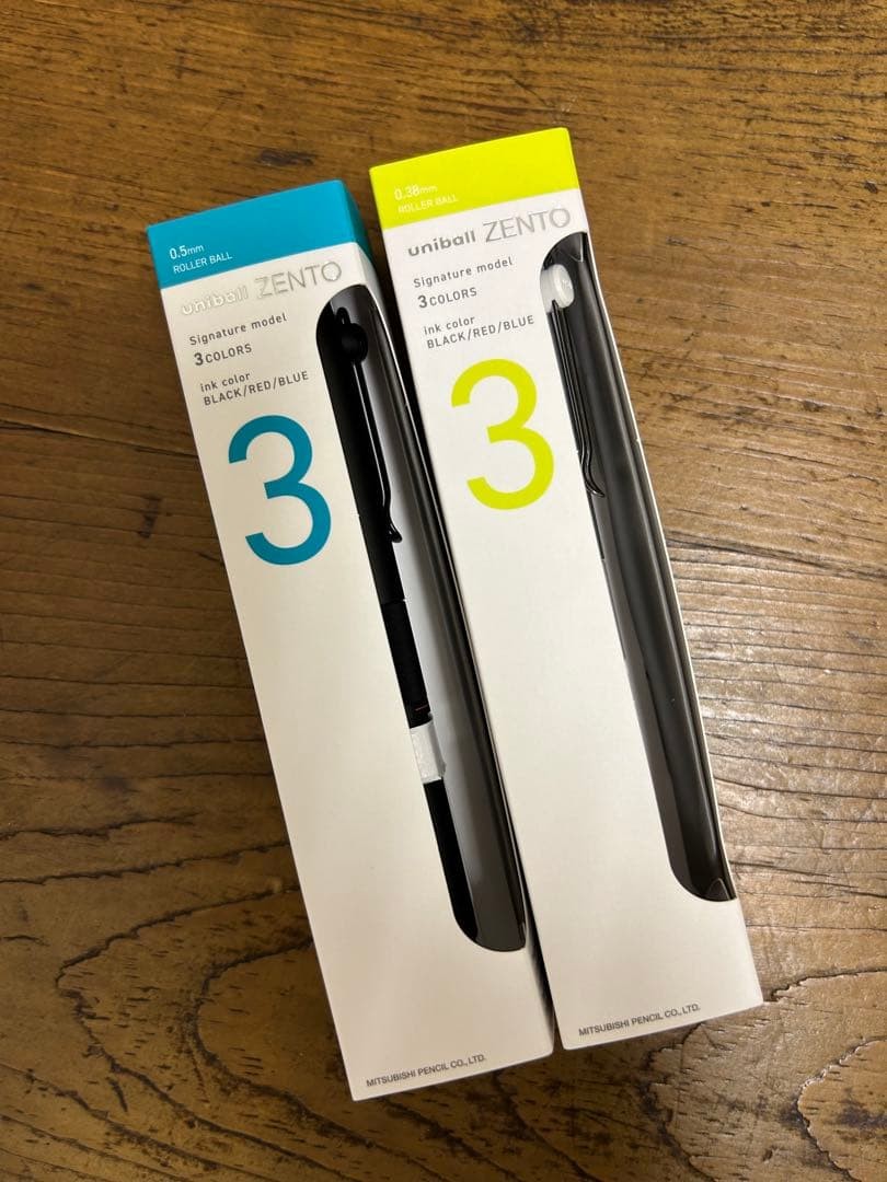 Uni-ball ZENTO Signature Model 3 Color Ballpoint Pen 0.5mm & 0.38mm Set of 2