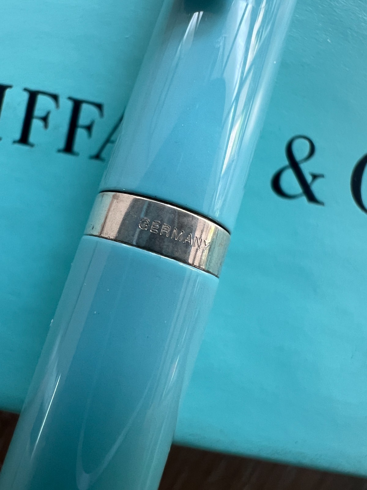 Tiffany & Co Blue Executive Ballpoint Silver «T» Pen ( Box & Pouch)
