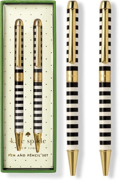 Kate Spade New York Ballpoint Pen & 0.9mm Mechanical Pencil Set – Black Stripe