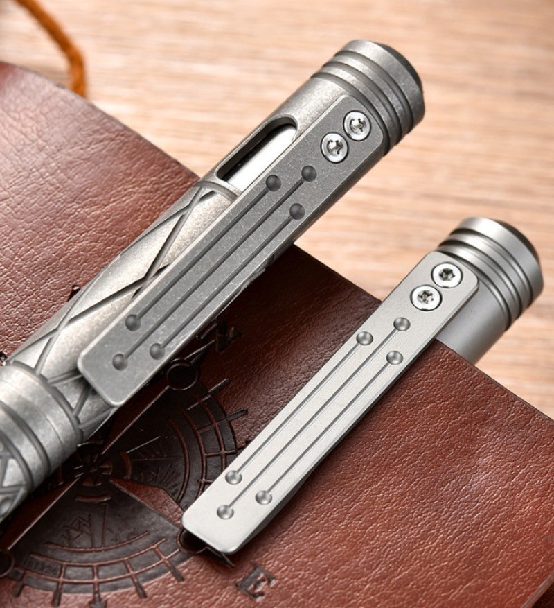 Handmade Titanium Ballpoint Pen Business Office Signature Writing EDC Pocket Pen