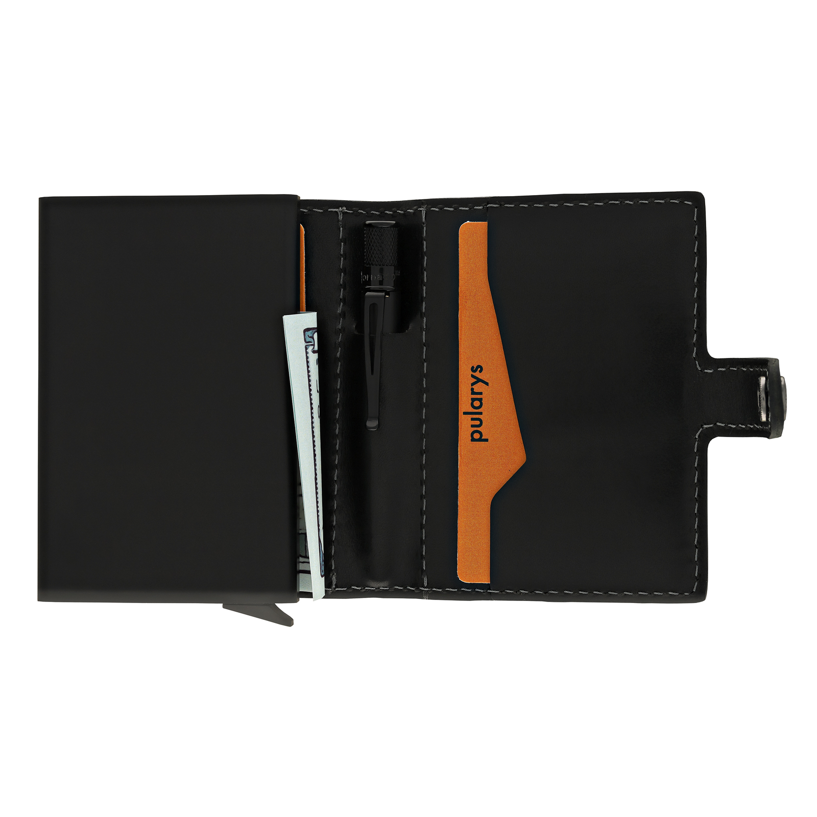 Retro 51 Pularys Modern Traveler Set Black Leather w/ Stealth Ballpoint Pen -NEW