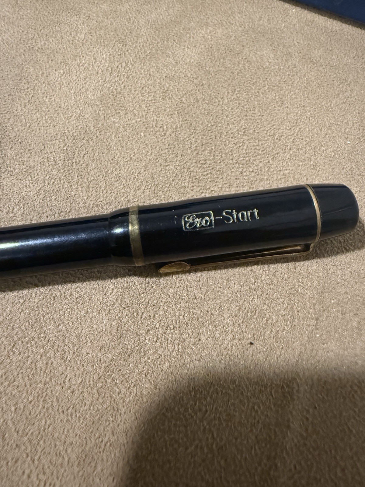 Vintage West Germany Ero Start Black Pen Gold Trim Engraved Clip Untested