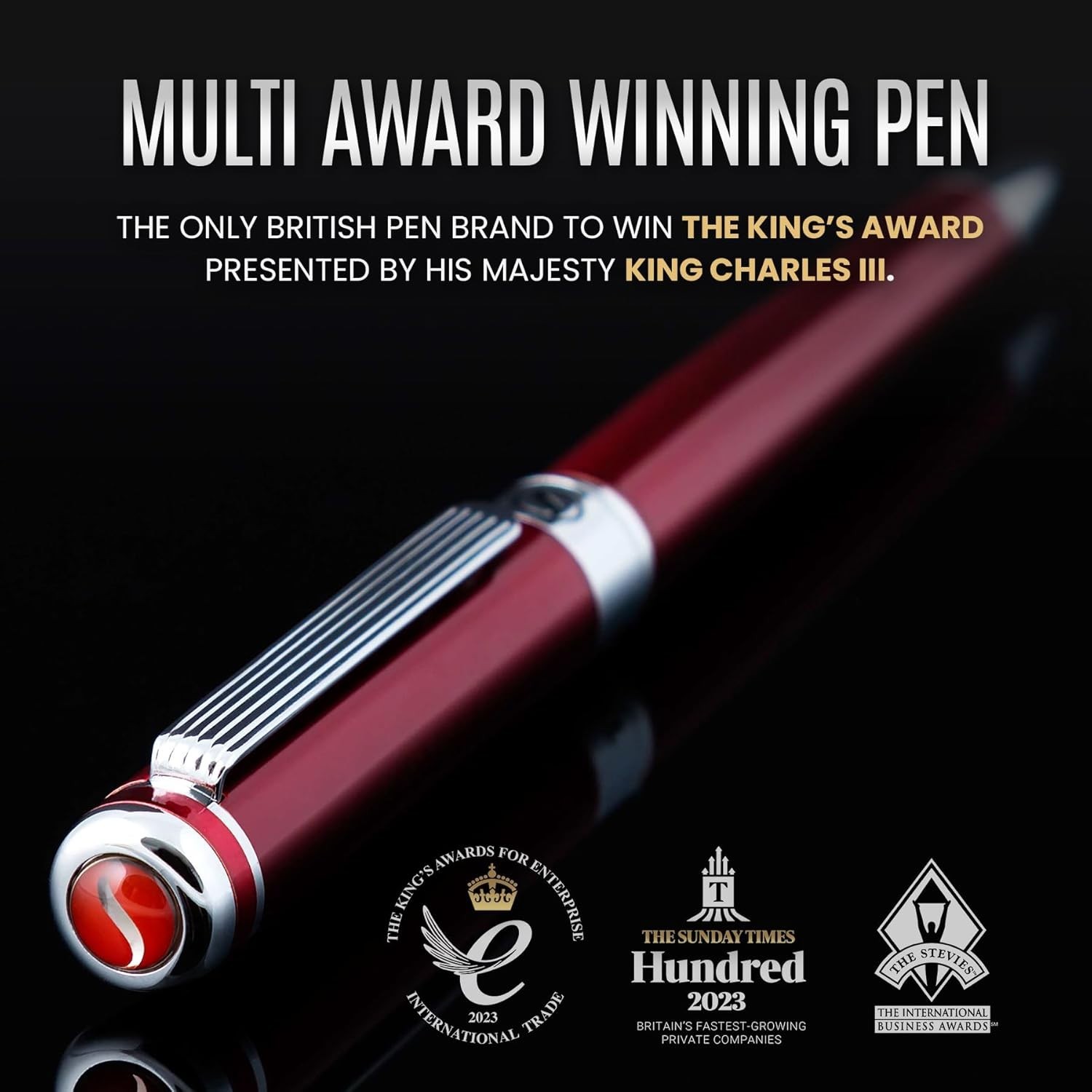 Crimson Red Lacquer Ballpoint Pen – Luxury Chrome Executive Gift, Schmidt Refill