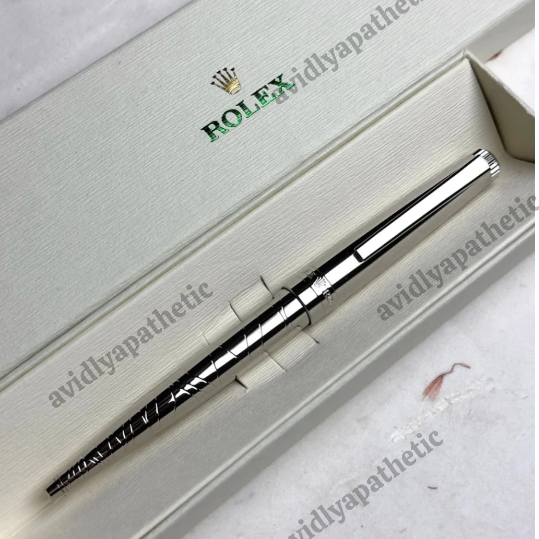 New Exclusive Rolex Silver Scribe Pen Platinum Cut Ballpoint Pens , Limited Gift