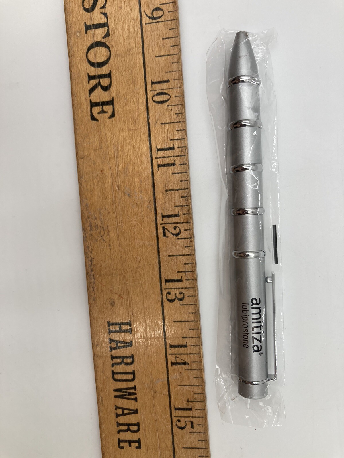 Amitiza Silver Metal Ballpoint Pen Black Ink Twist Action Drug Rep Works Vintage