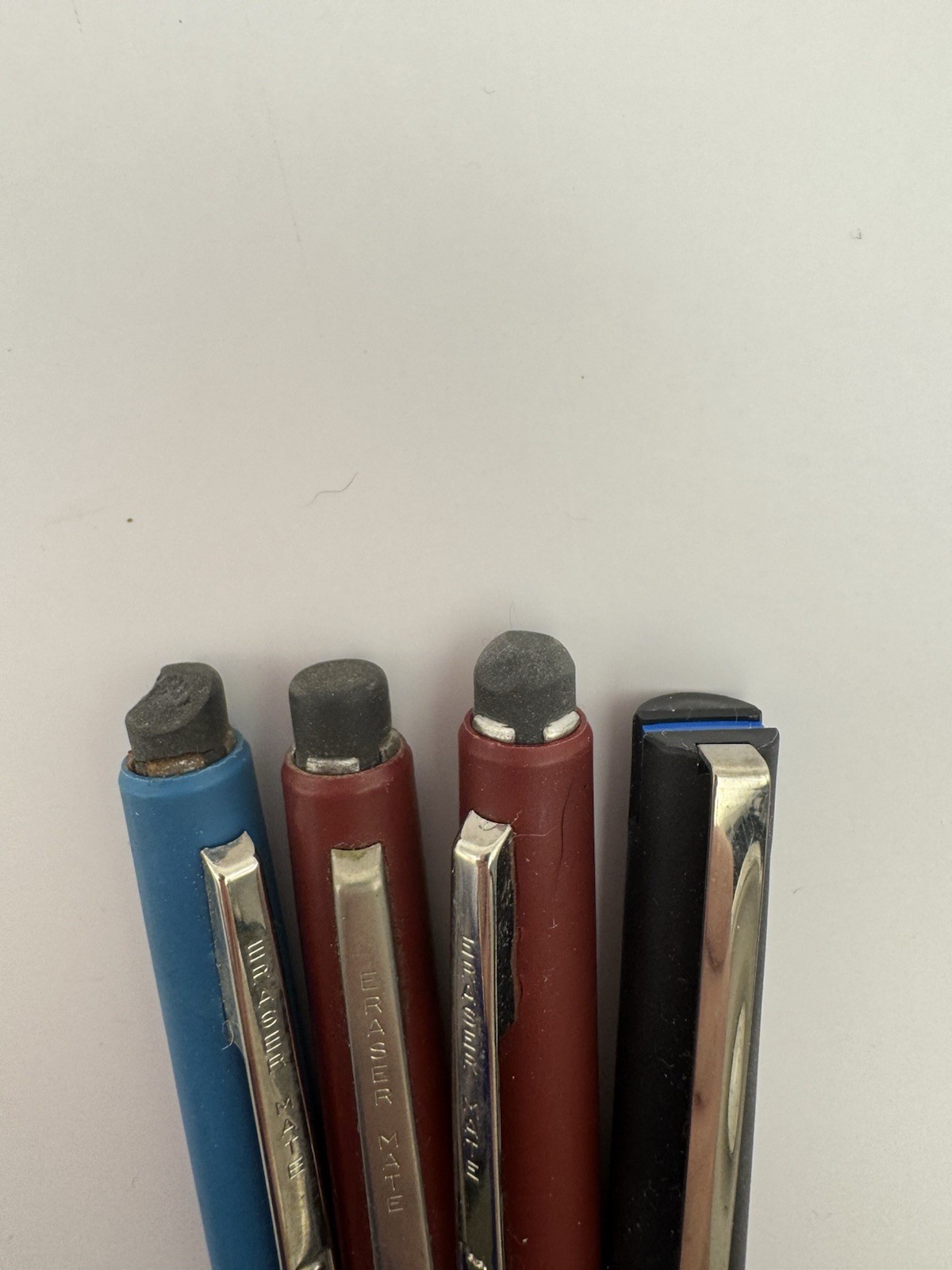 Vintage Paper Mate Double Heart Eraser Mate Ballpoint Pen Lot 3 Metal Roller