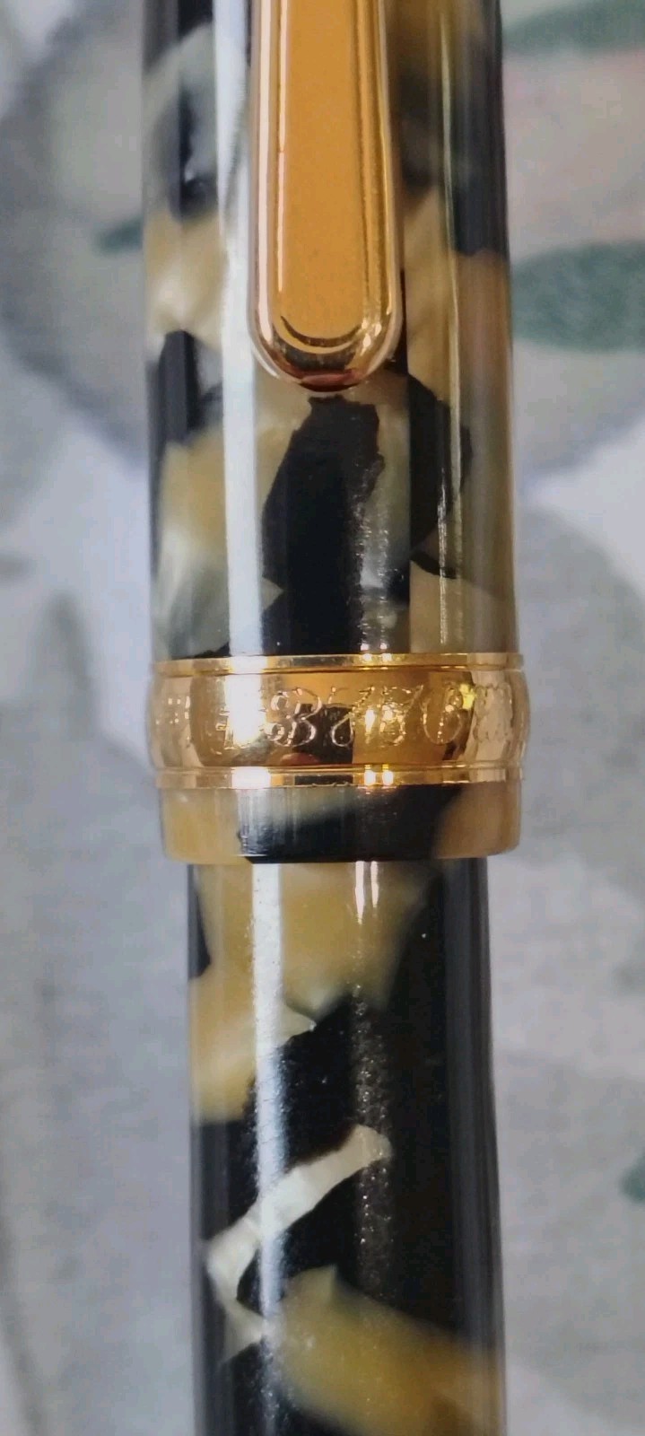 Platinum 3776 Marble Black & Yellow Ball Point Pen Made In Japan