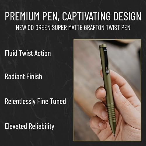Super Matte Grafton Pen, Pocket-Size Writing Utensil, OD Green Mini Twist