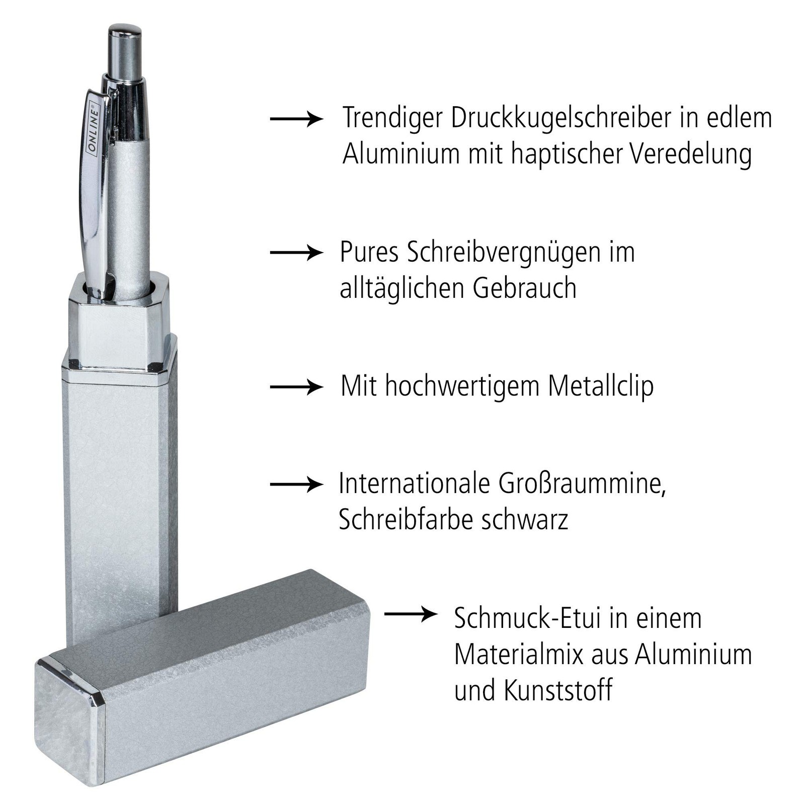 ONLINE Ballpoint Pen Oil-based Graphite Silver 43029,