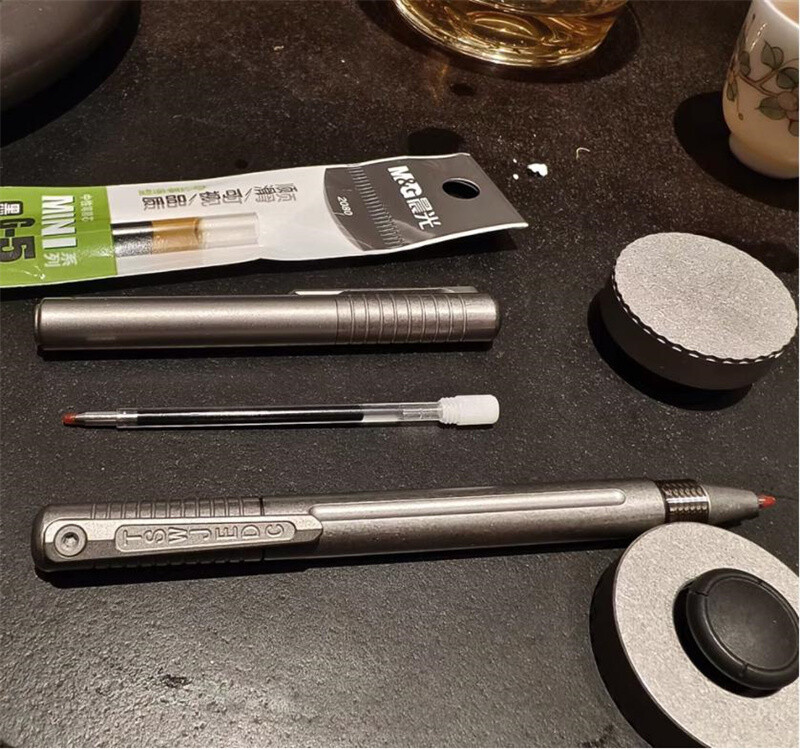 New EDC TC4 Titanium Alloy Practical Pocket Ballpoint Pen Outdoor Travel Pen