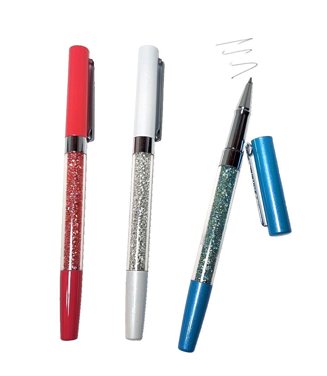 Set Of 3 Crystalline Pens Black Ink Crystal Rhinestone Gem Sparkle *Black Ink #3