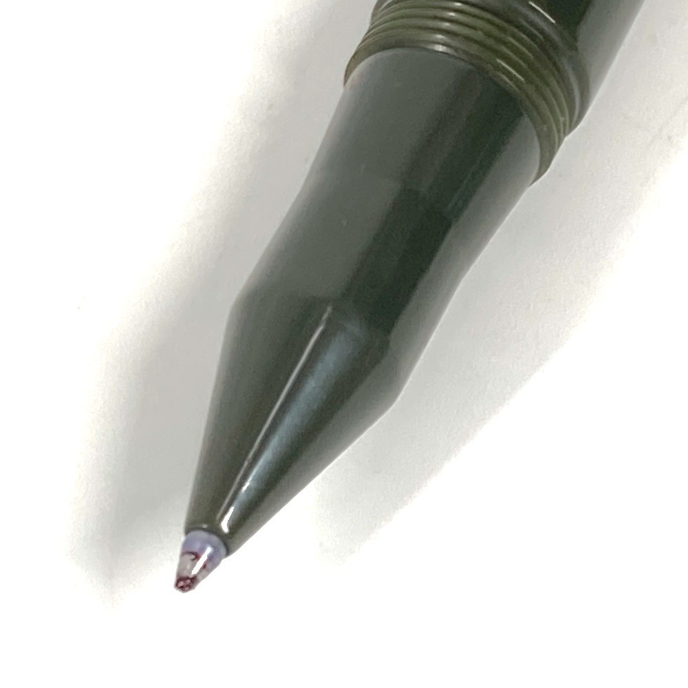 PRADA Logo Ballpoint Pen Stationery Khaki Black Ink Metal Unisex Authentic