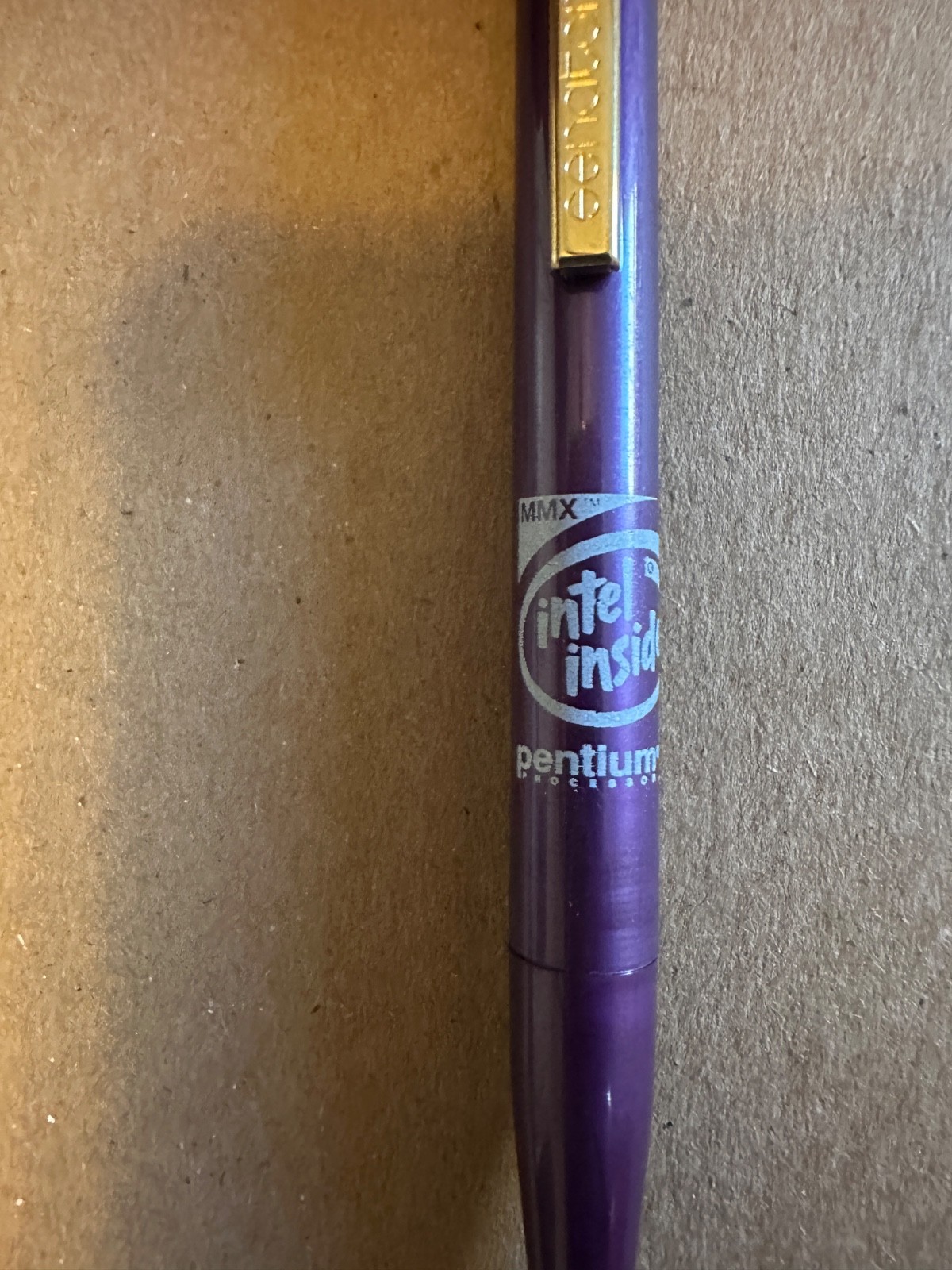 Vintage Intel Pentium II processor with MMX purple logo’d pen Made in Germany