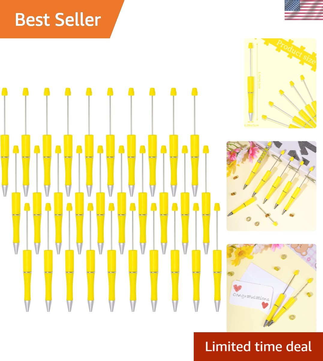 Versatile Yellow Bead Pens – Smooth DIY Writing Instruments for Creative Gifting