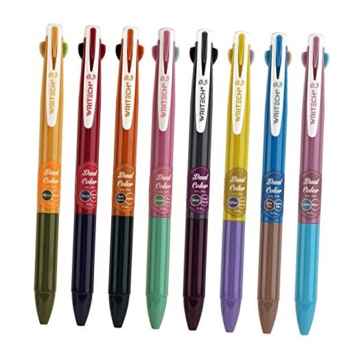 Retractable Gel Ink Pens: Multi Colored 2 1 Count (Pack of 8) 8 Pcs Multicolor