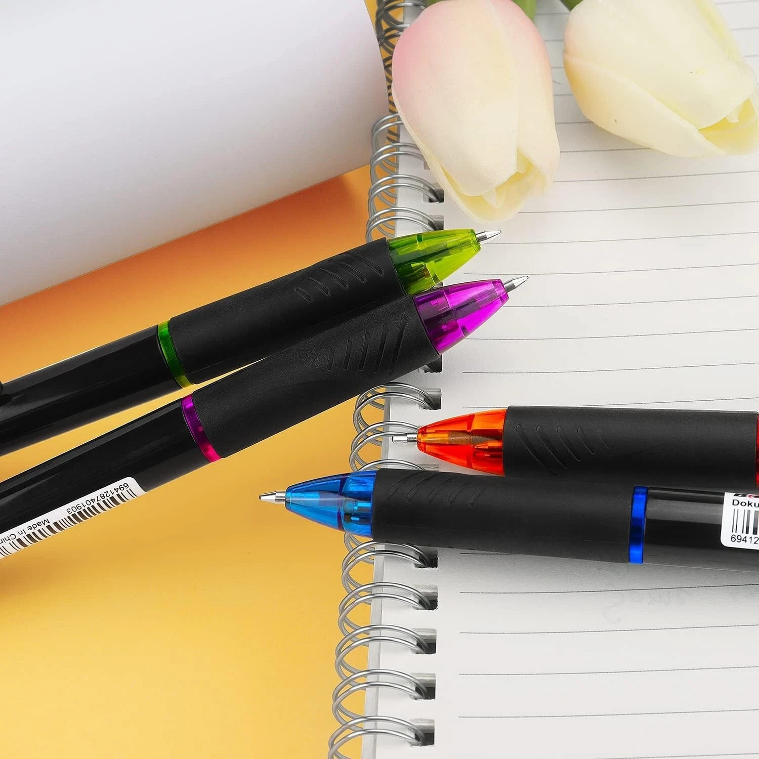 4 Pack Multicolor Ballpoint Pens 4-In-1 0.7Mm Colored Retractable Ballpoint Gift
