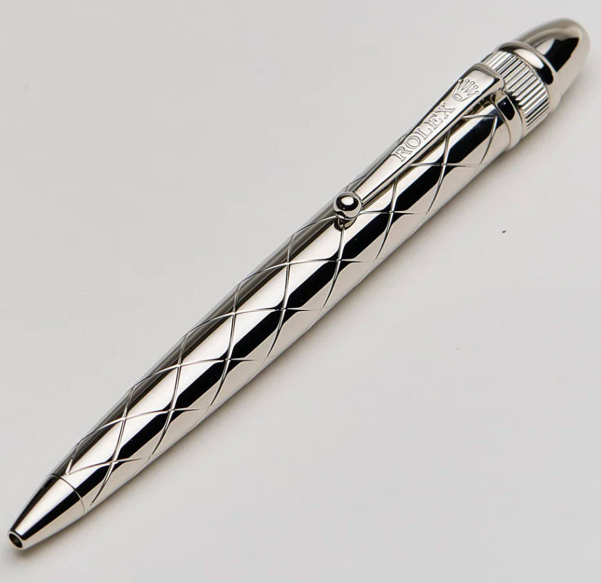 Rolex Silver Diamond Style Palladium Finish Ballpoint Pen – New in Box