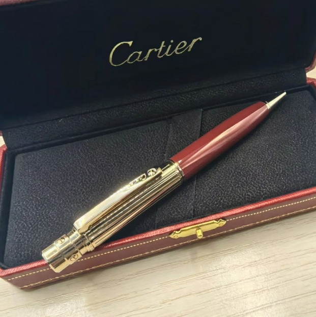 Cartier Red Gold Ballpoint Pen Luxury Writing Gift Box New NIB