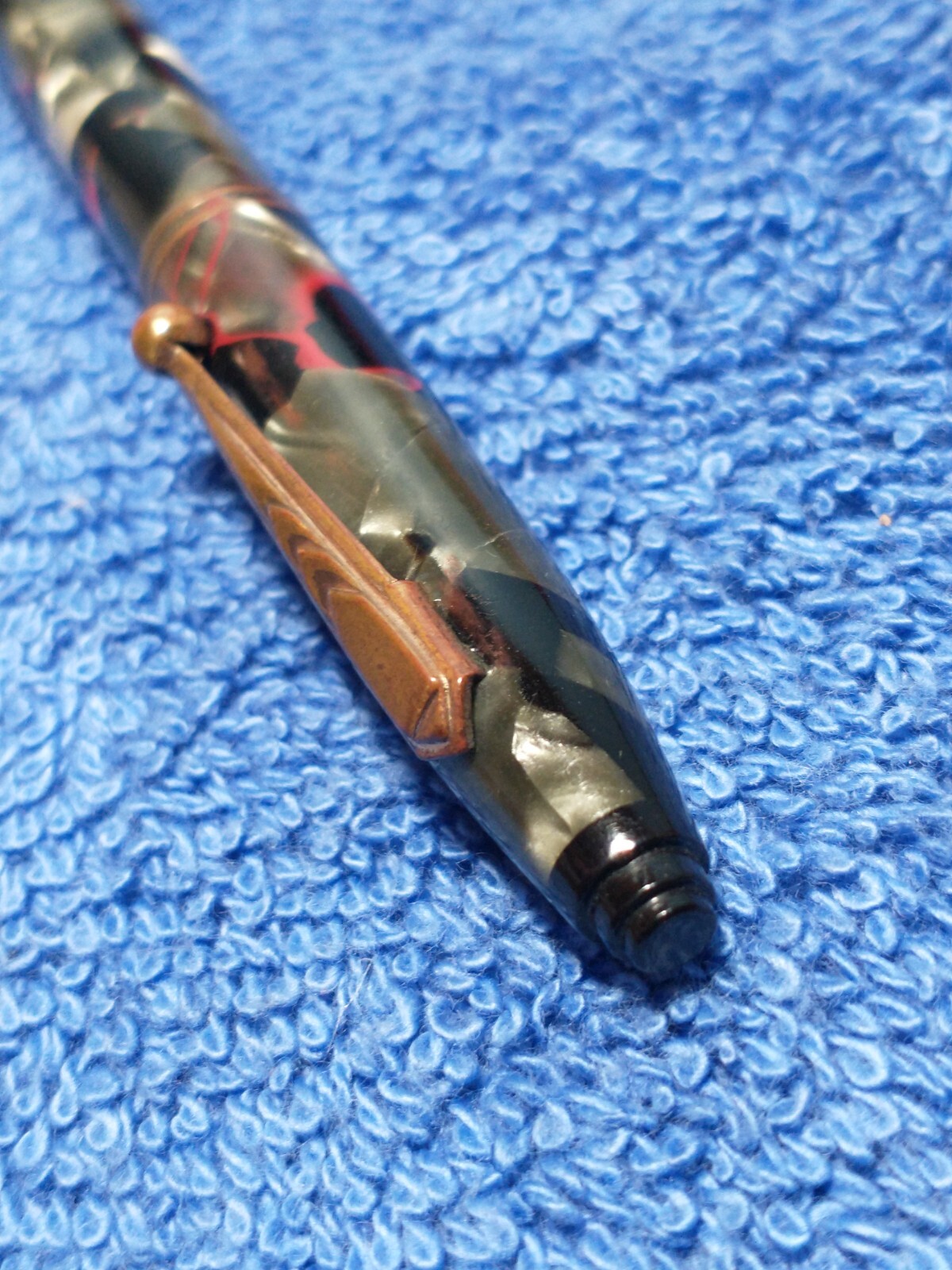 PARKER PARKETTE VINTAGE CELLULOID MECH PENCIL BLACK SILVER COLLECTIBLE ANTIQUE