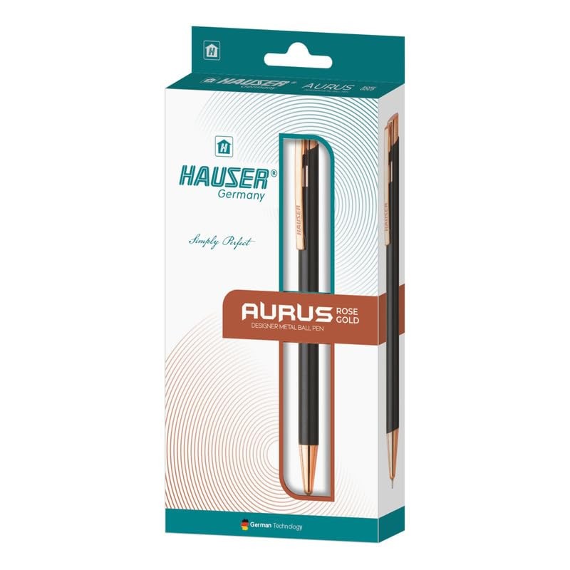 Hauser Aurus Rose Gold Metal Ball Pen Retractable Mechanism For Smooth Writing