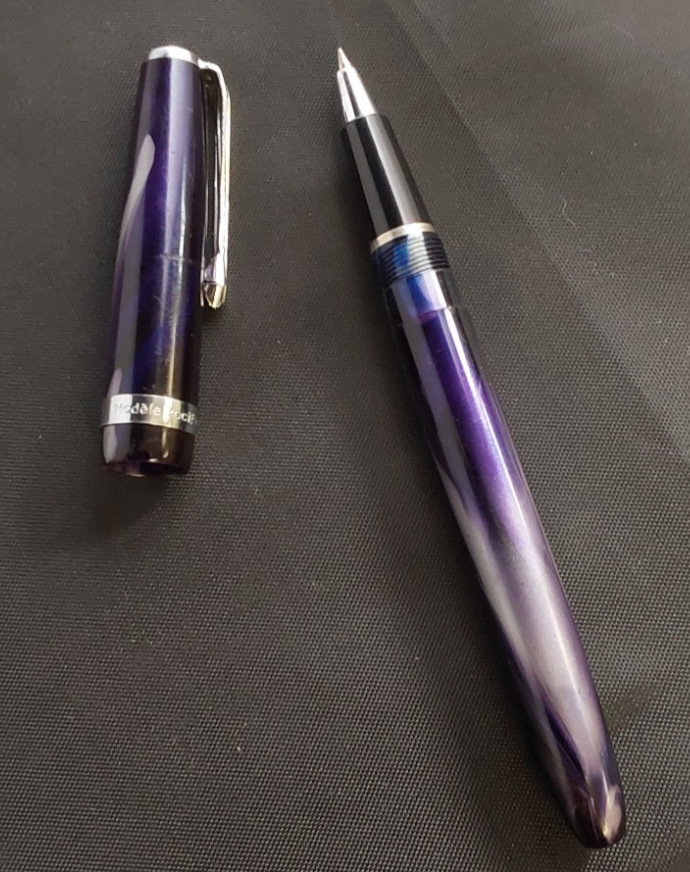 Vtg Modele Recife Depose Ballpoint Pen in Dark Purple Celluloid Design France