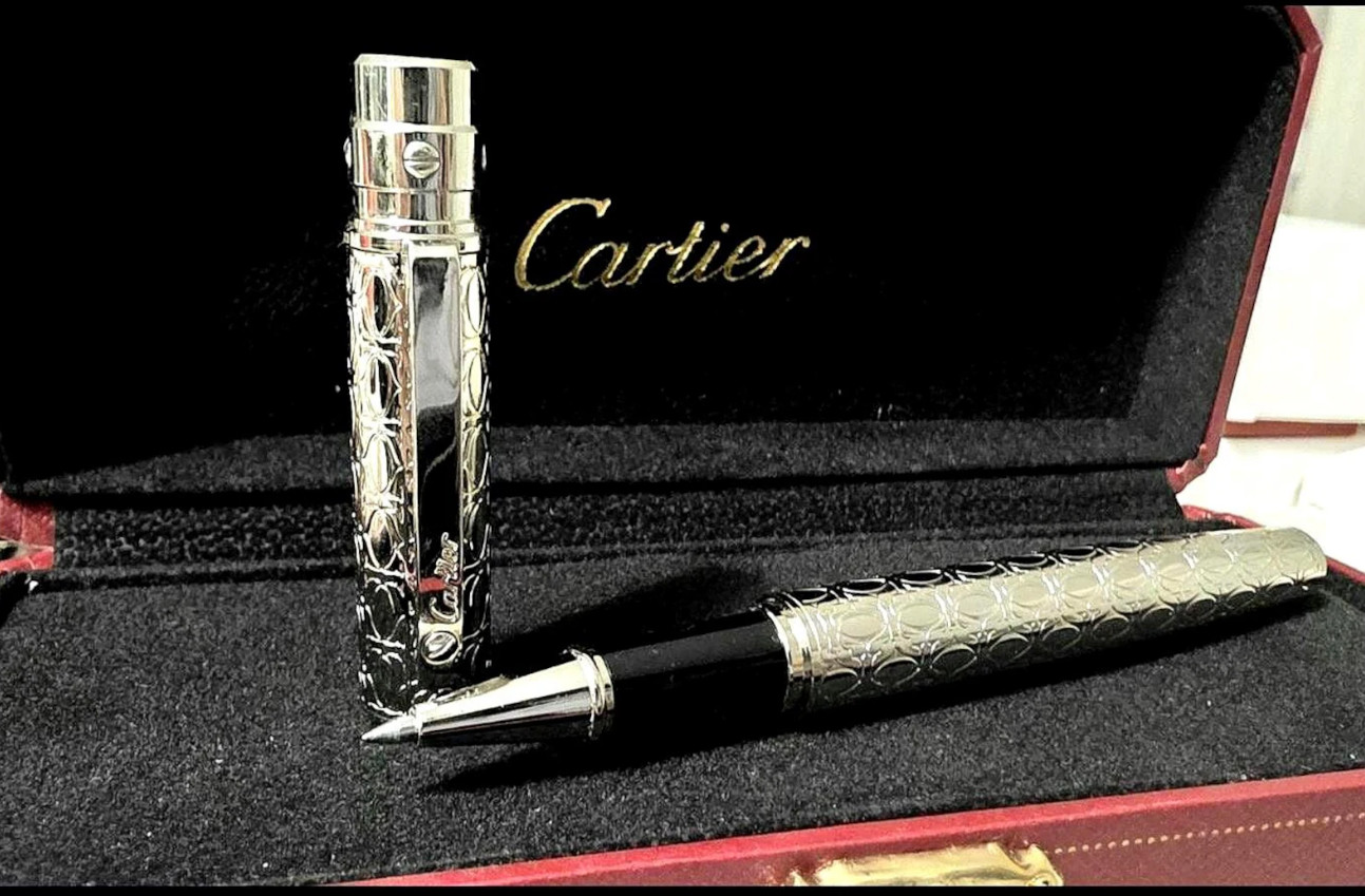 Cartier Santos Silver Trim Rollerball Pen Luxury Writing Gift Full Box 2026