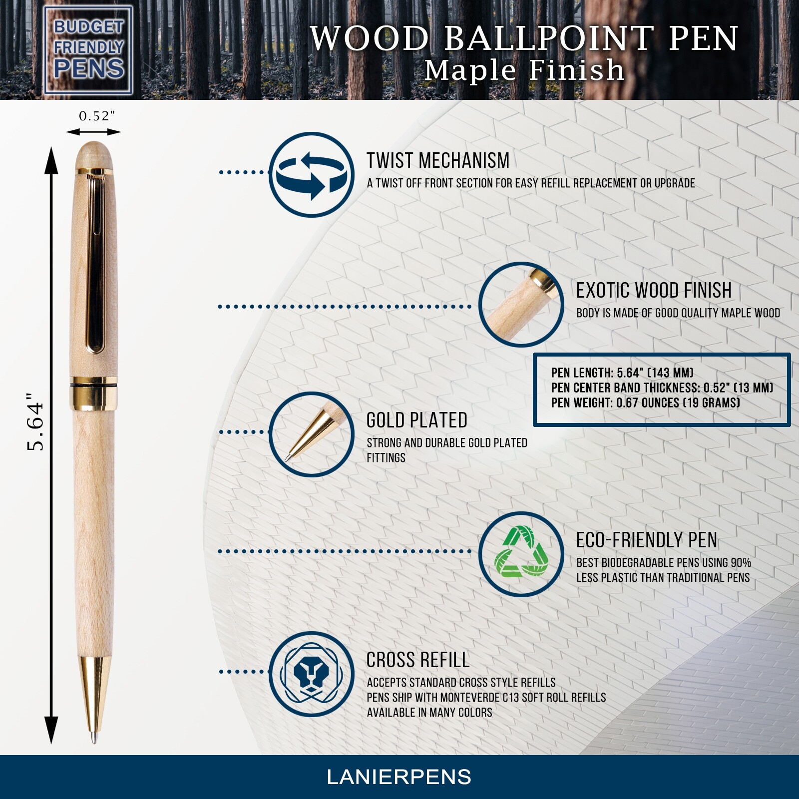 Maple Wood Ballpoint Pen – Budget Friendly Beautiful Ballpoint Pen