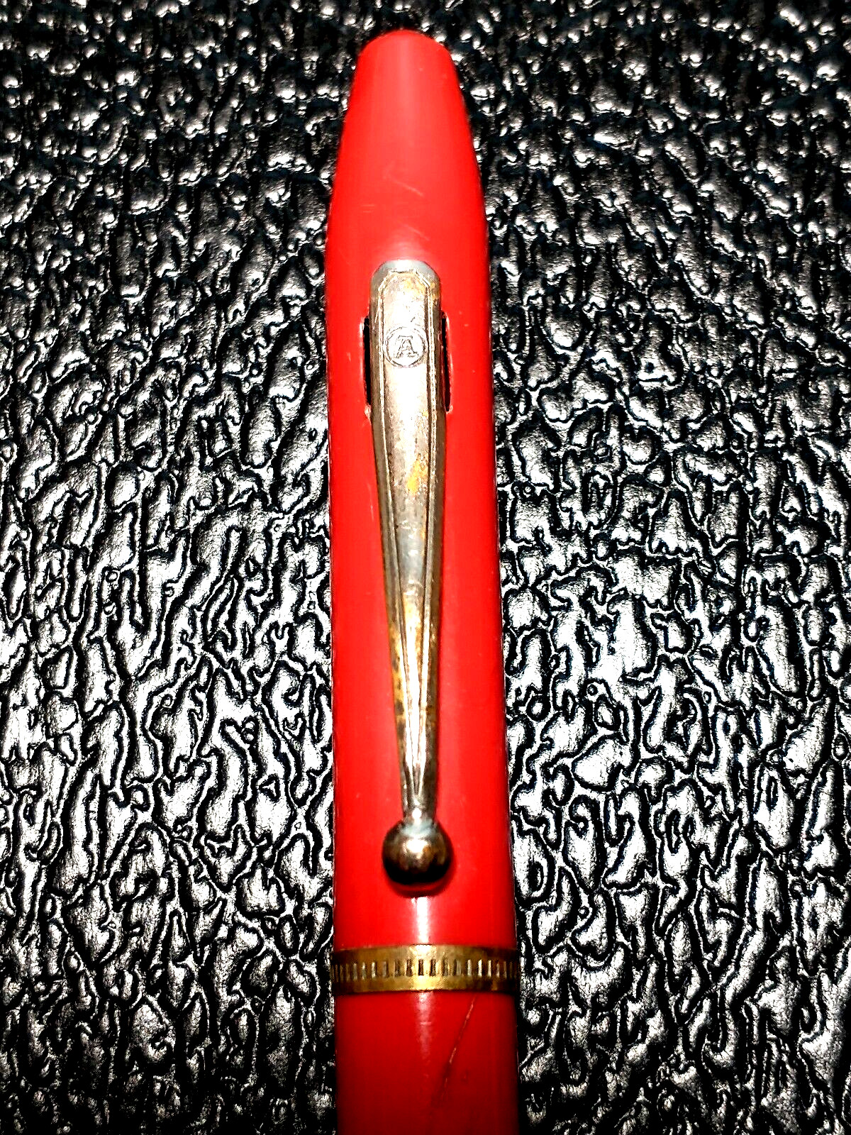 VINTAGE ARNOLD MECH PENCIL IN FIRE RED CELLULOID WITH CHROME TRIM NICE ANTIQUE