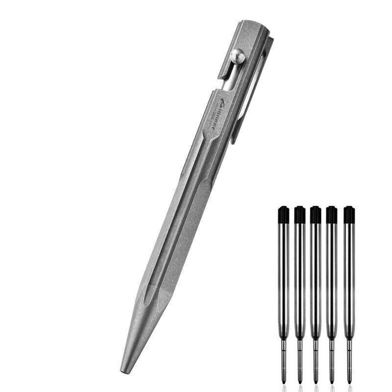 Titanium Bolt Action Ballpoint Pen EDC Pocket Pen Business Office Writing Gift
