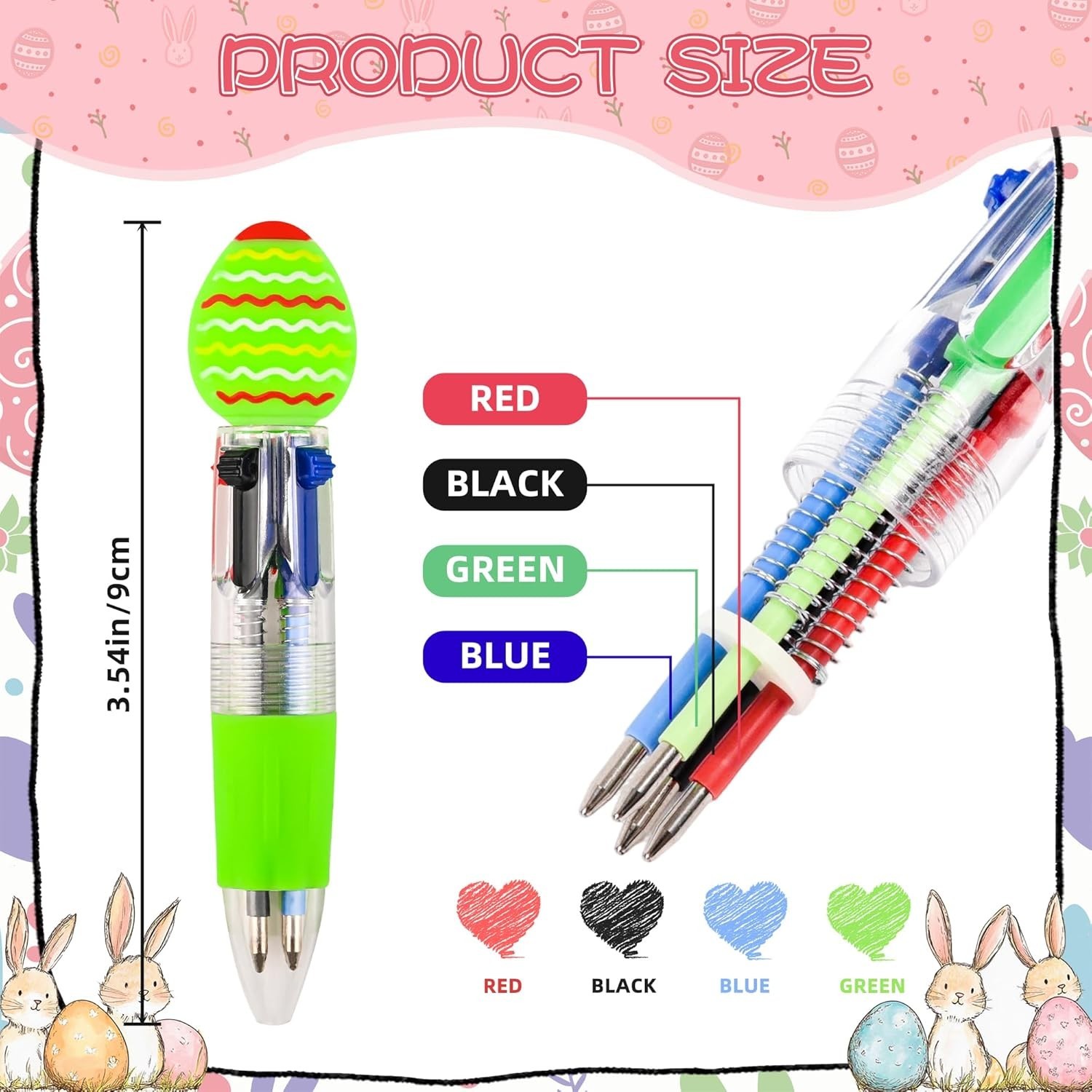 25 Pcs Easter Multicolor Pen in One Cartoon Cute Fun 4-In-1 Cute Pens Bulk Kawai
