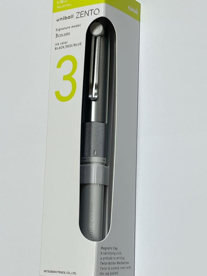 Uniball ZENTO Signature Model 3 Color Ballpoint Pen Silver 0.38mm Japan NEW