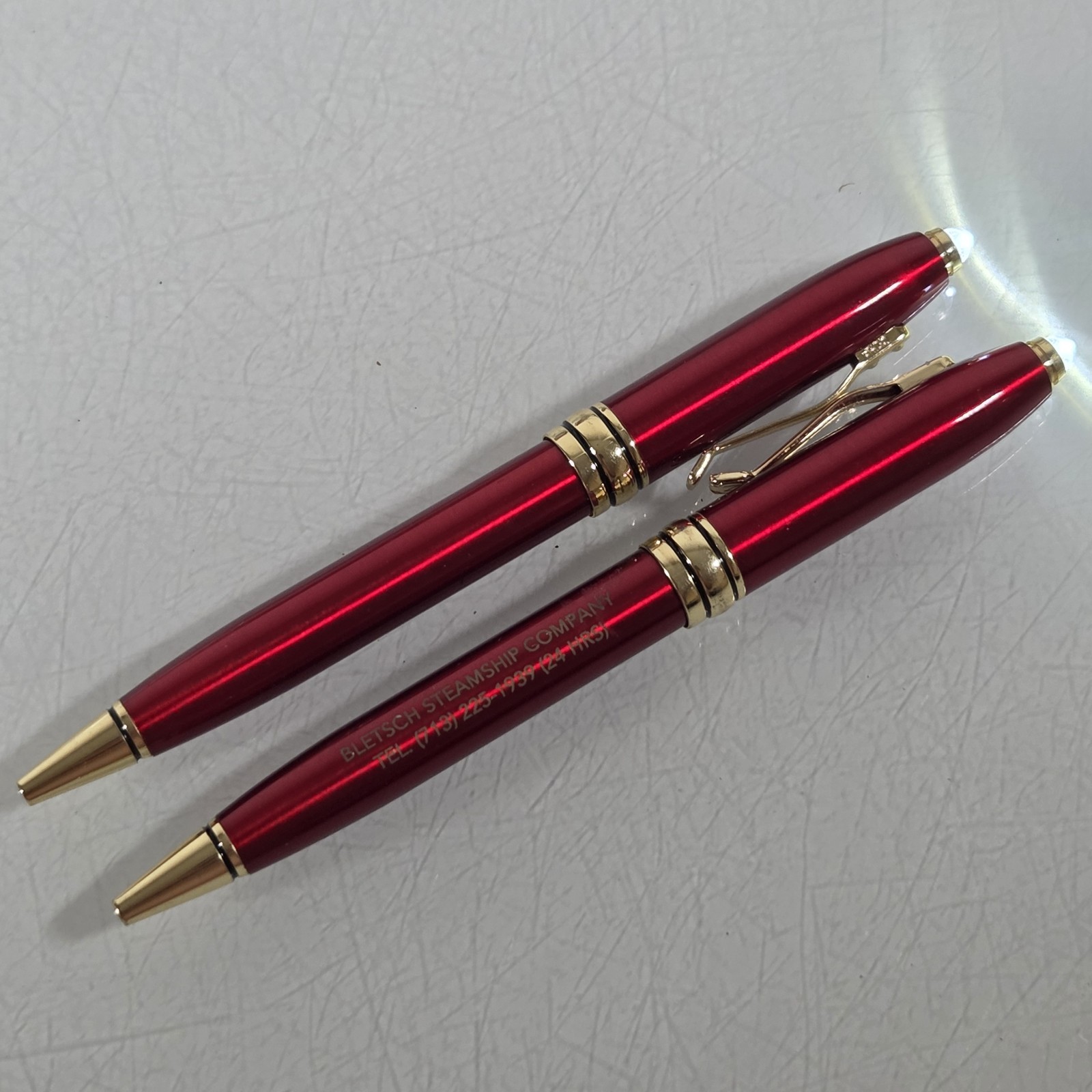 Adler 2 in 1 Royale Excel Red LED Lighted Flashlight Ballpoint Company Name Lot