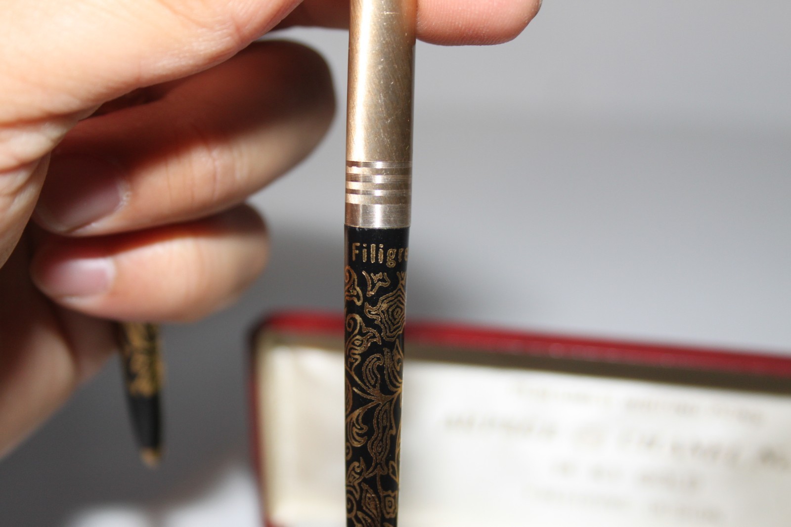 Vintage Chanel No.5 Arpege 14K Gold Filigree Perfumed Ballpoint Pen Set in Box