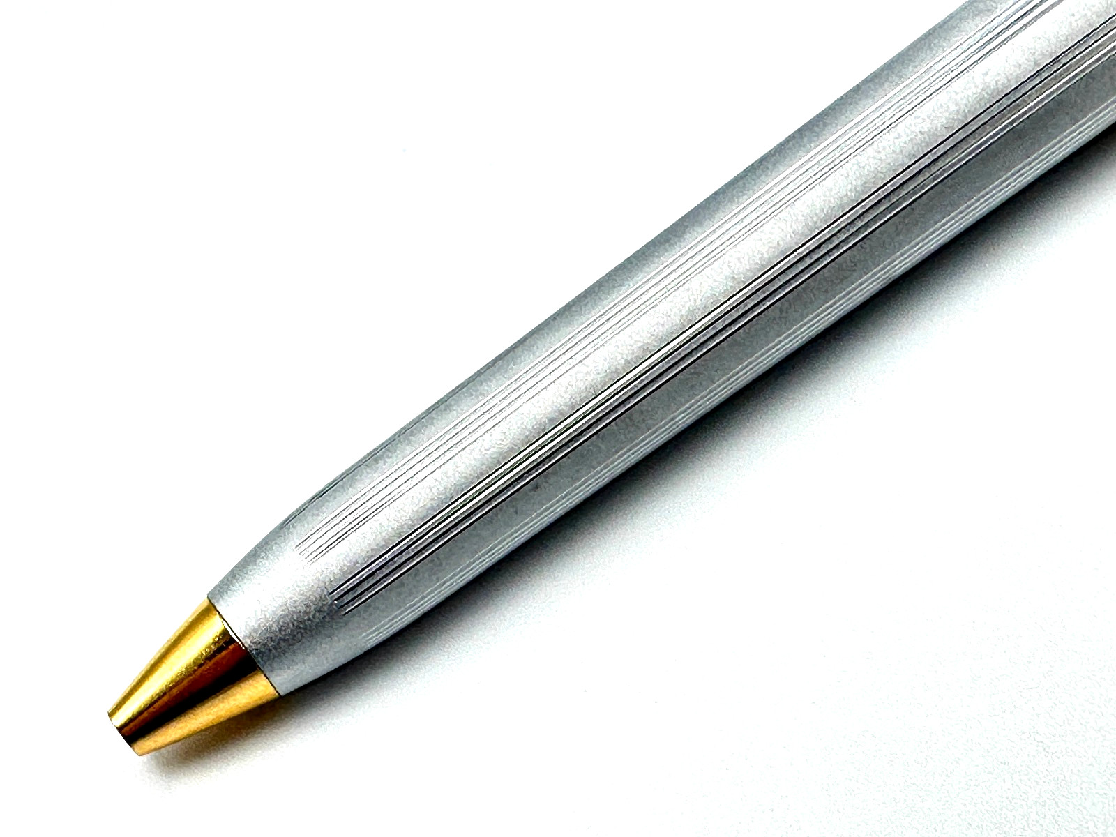 UNUSUAL 1990s SHEAFFER PRELUDE SATIN CHROME STRAIGHT LINE GT BALLPOINT PEN USA