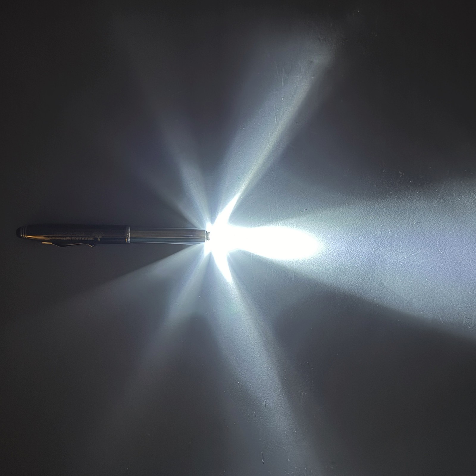 Adler LED Lighted Tip & Stylus Ballpoint Pen Metal Chrome w/Advertising