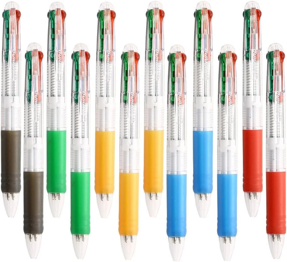 Multicolor Ballpoint Pens 0.7 mm Ball Point Pen 4 Color Ink (Black, Blue, Red, G