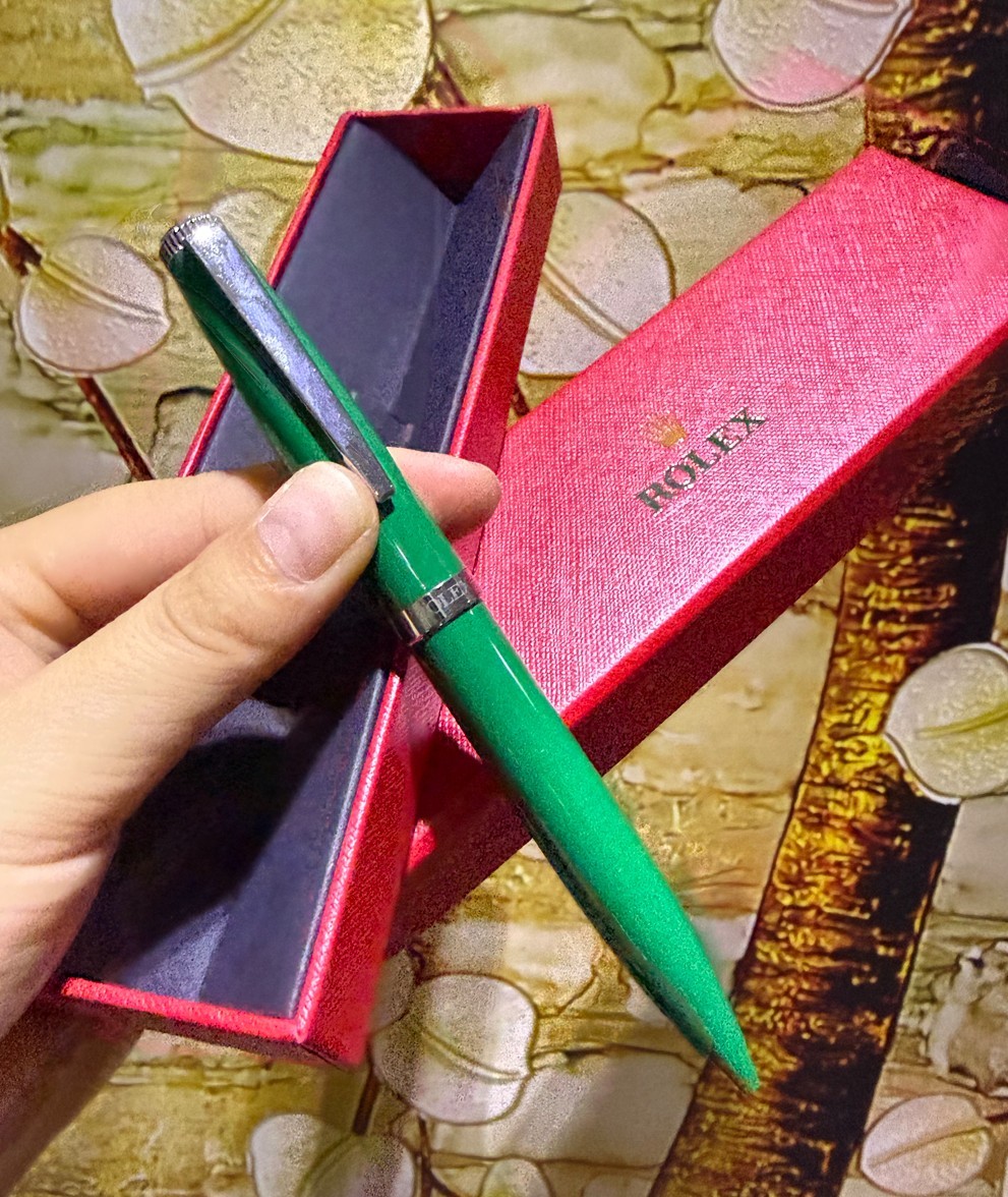 Rolex Emerald Green Twist Ballpoint Pen New with Box VIP Gift