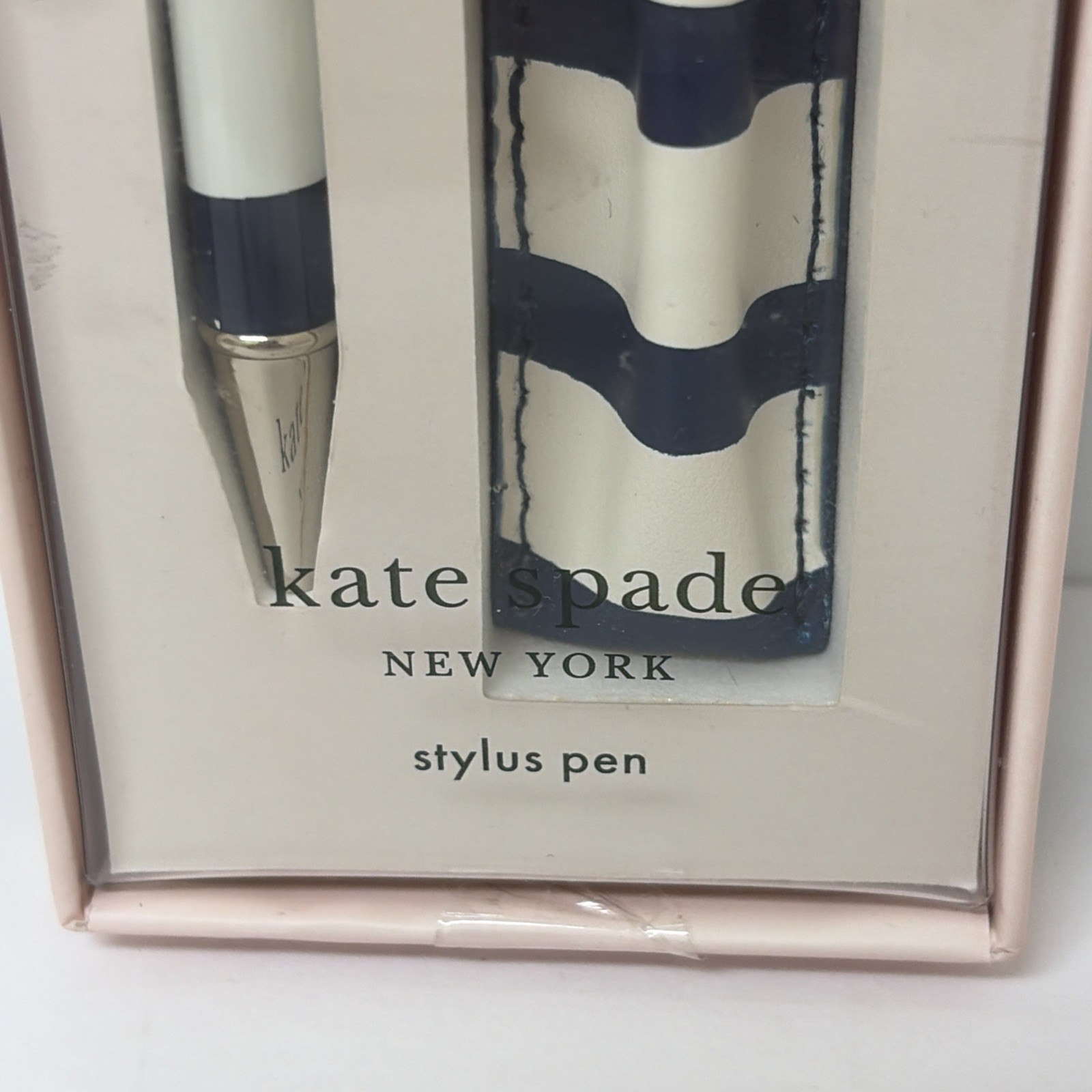 Kate Spade New York Stylus Pen with Pouch Striped Navy Blue And White New in Box
