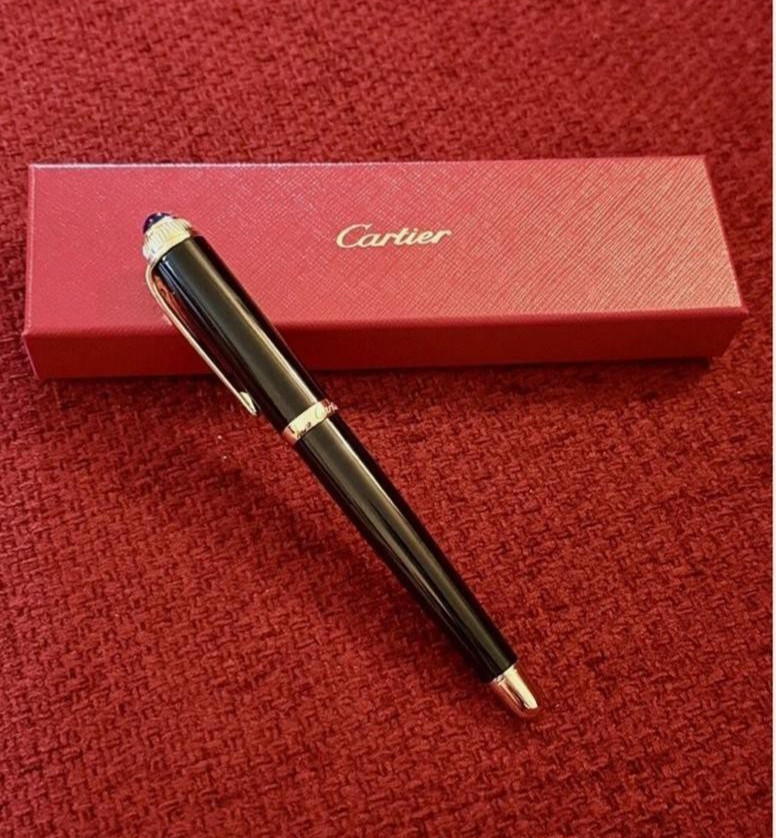 Cartier Black & Gold Rollerball Pen VIP Gift Luxury Writing Instrument
