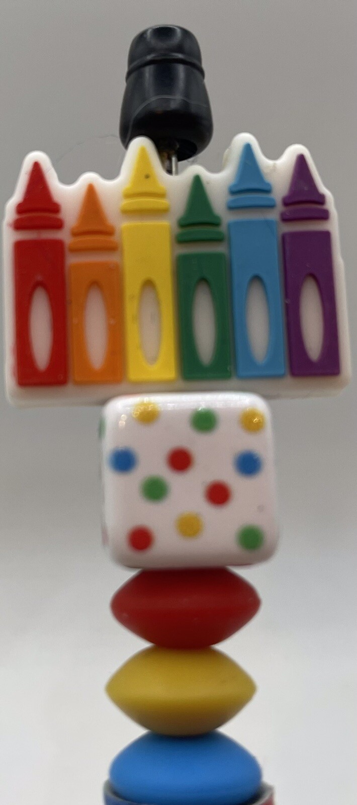 Beaded Ballpoint Pen…crayons On Polka Dot Cube Bead And Multi Color Beads