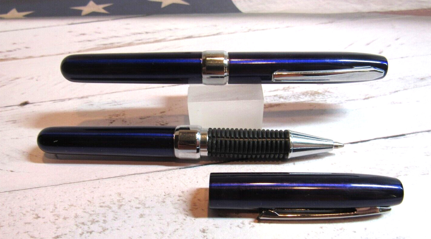 SET OF 2 GLOSSY BLUE MAGNUM BULLET CAPPED PEN
