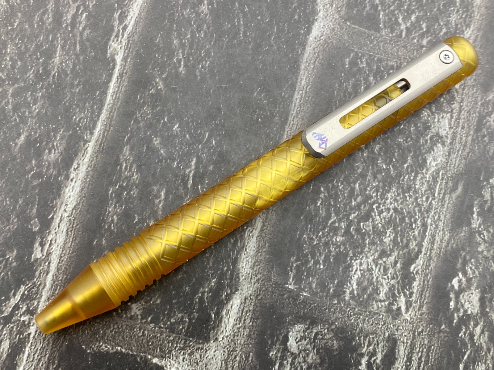 TwoSun TS-Pen37-PEI Checkered Tactical Titanium Push Button Mechanism Pen
