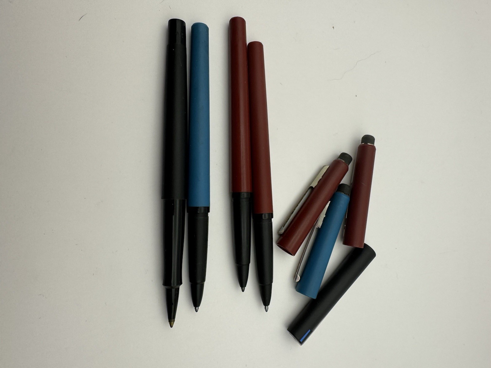 Vintage Paper Mate Double Heart Eraser Mate Ballpoint Pen Lot 3 Metal Roller