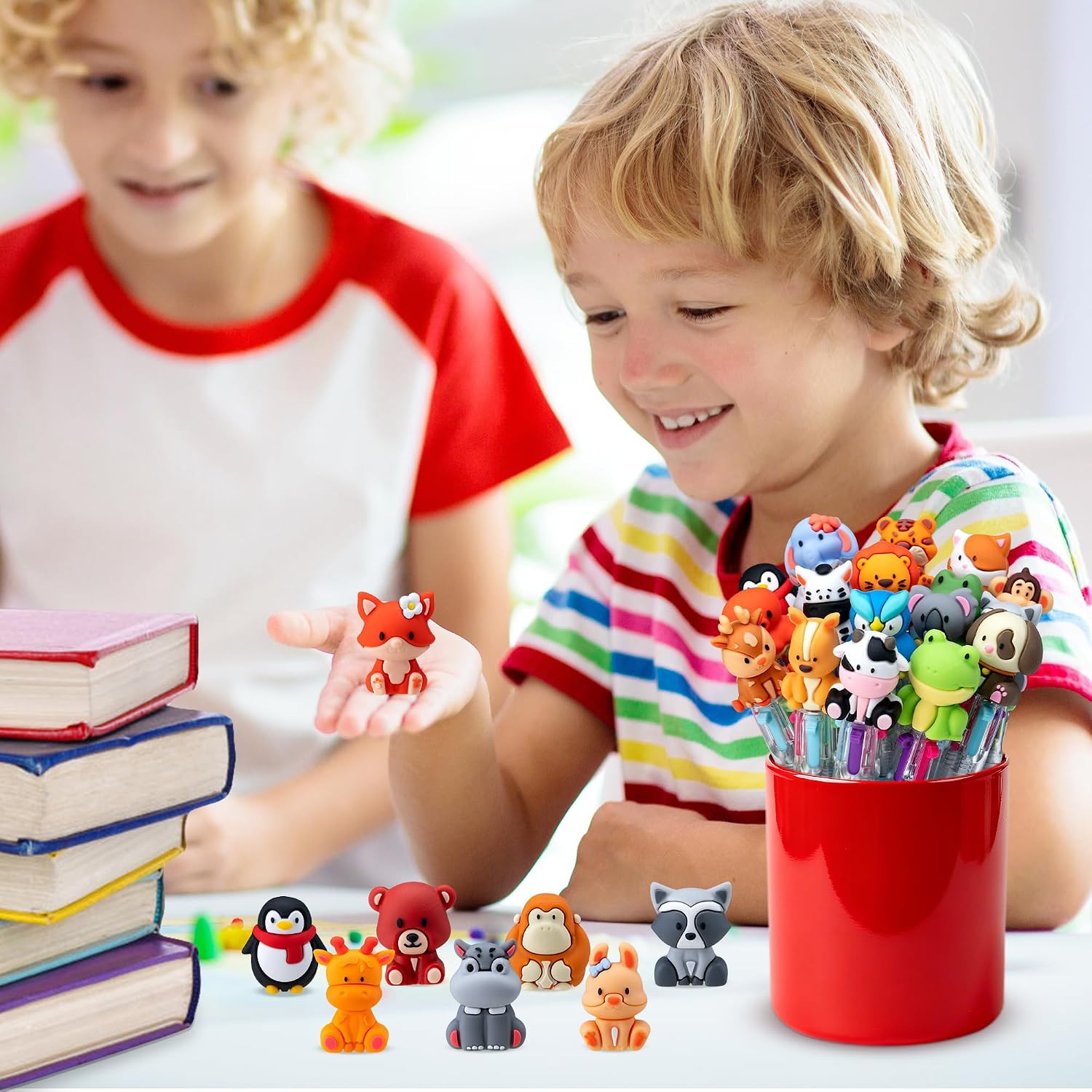 24PCS Animal 4-In-1 Multicolor Pens, Cute Pens for Kids Party Gifts | Mini Ballp