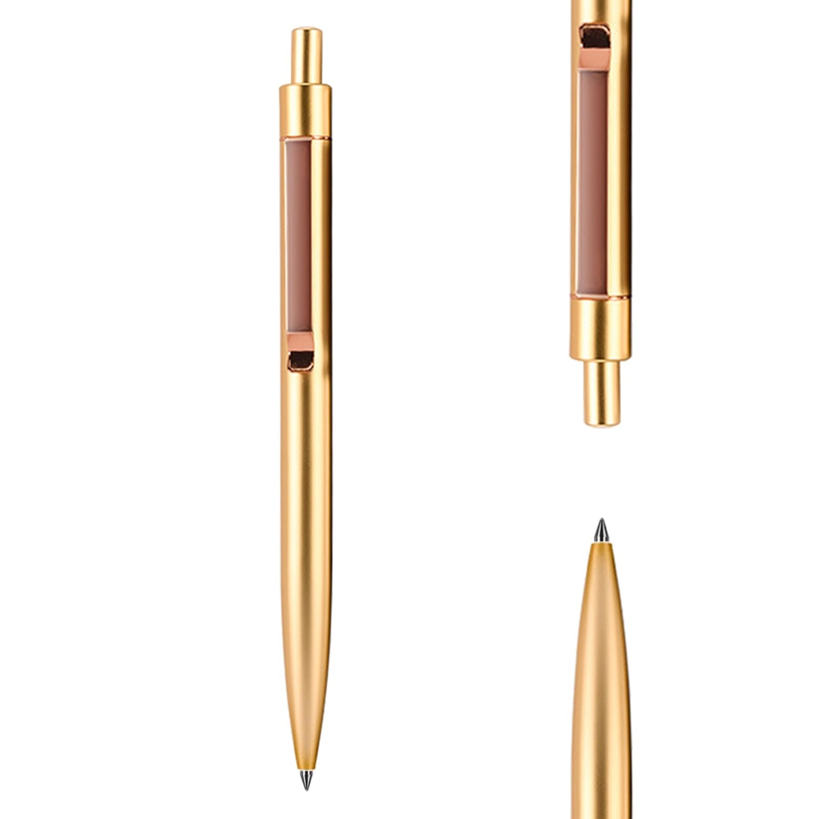 DUNBONG Golden Metal Gel Pen, Gel Ink Ballpoint Pen, Black Ink, 0.5mm Retractabl