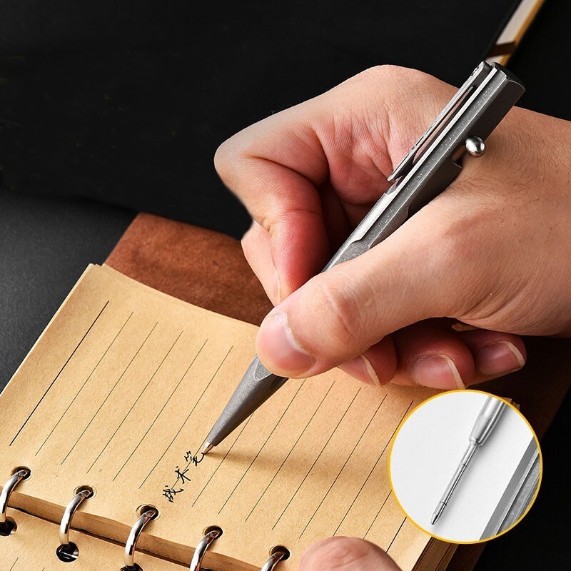 Titanium Bolt Action Ballpoint Pen EDC Pocket Pen Business Office Writing Gift