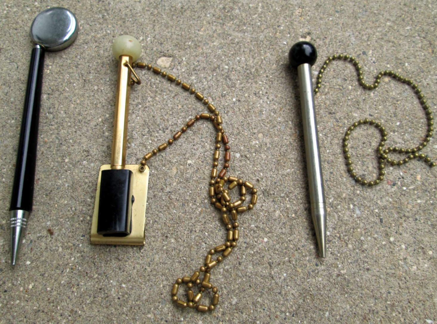 Vintage Lot of 3 Security Ink Pens on Chain or Retractor Bank/Front Desk As-Is