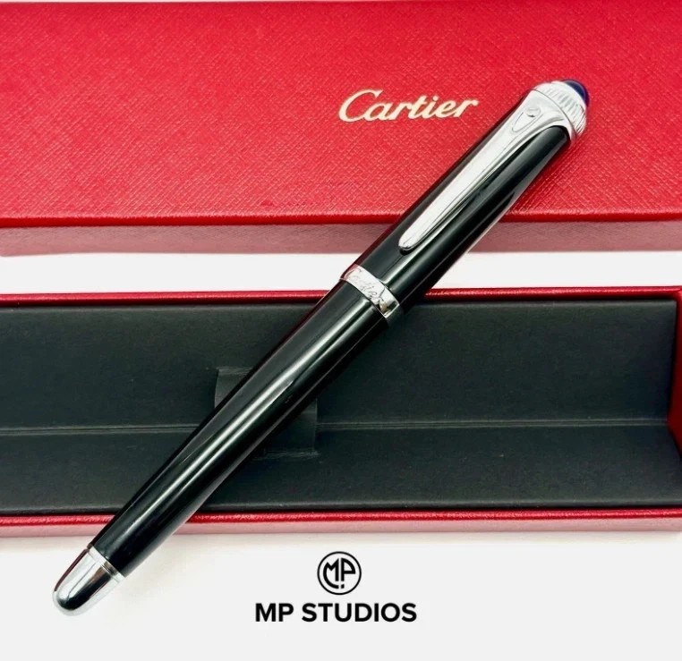 Cartier Executive Rollerball Pen Black Composite Silver Rare VIP Gift w/ Box